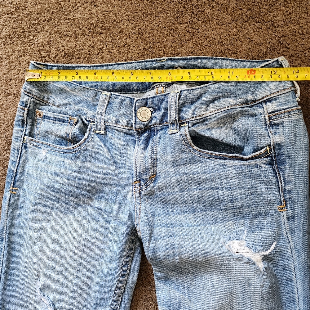 Y2K AE Hipster Distressed Jeans, Women's 0 - Picture 9 of 10